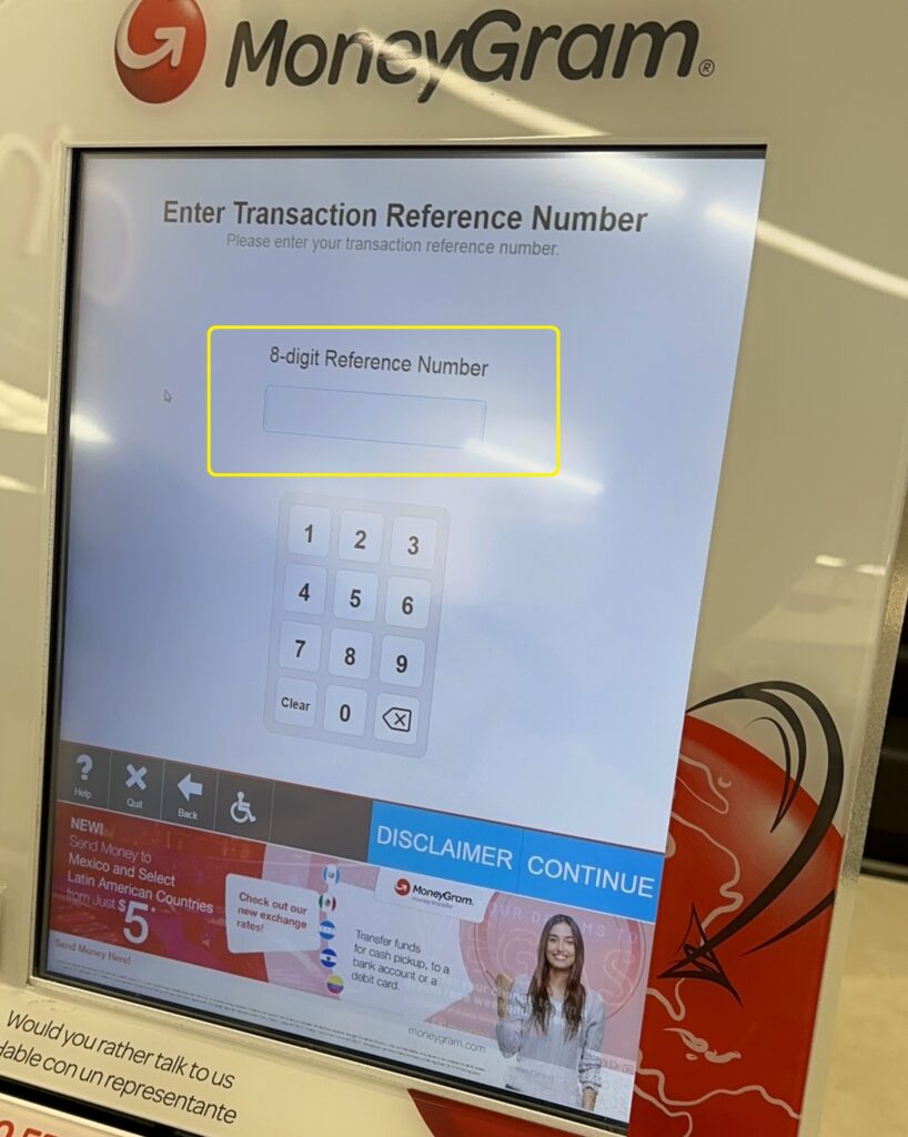 Moneygram取扱店で現金を受け取る方法5